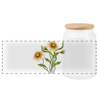 Fleur - Boîte à biscuits avec couvercle en bois - blanc - Devant
