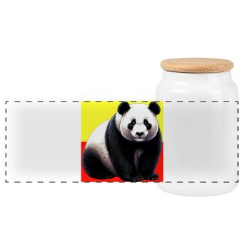 Panda - Panorama Keksdose mit Holzdeckel - Weiß - Vorne