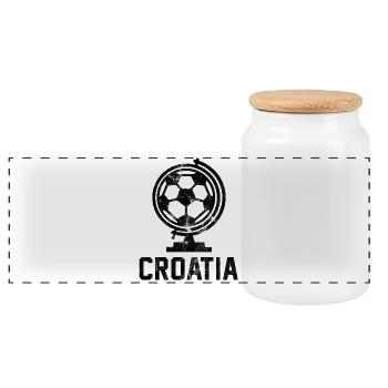 Hrvatska Football - Panoramic Cookie Jar with Wooden Lid - white - Front