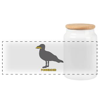 Pommesdieb Möwe - Grau - Panorama Keksdose mit Holzdeckel - Weiß - Vorne