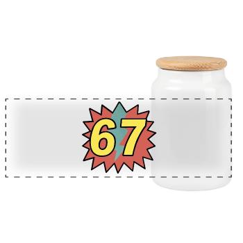 67 - Gen Alpha - Panoramic Cookie Jar with Wooden Lid - white - Front