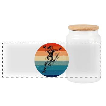Œuvres modernes de handball pour femmes - Boîte à biscuits avec couvercle en bois - blanc - Devant