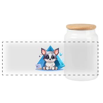 Kristallhündchen im Eisstil - Panoramic Cookie Jar with Wooden Lid - white - Front