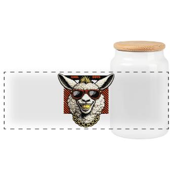 Agneau décontracté avec des lunettes de soleil... Les garçons cool - Boîte à biscuits avec couvercle en bois - blanc - Devant