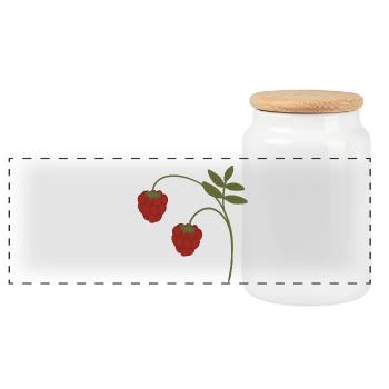 Himbeeren - Panorama Keksdose mit Holzdeckel - Weiß - Vorne