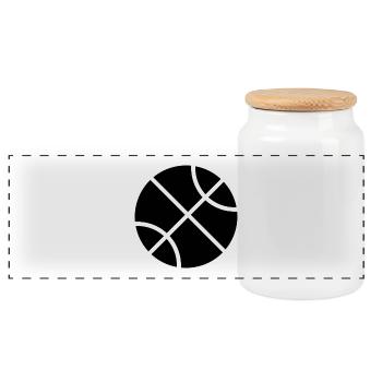 Basket-ball - Boîte à biscuits avec couvercle en bois - blanc - Devant