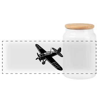 Vieil avion - Boîte à biscuits avec couvercle en bois - blanc - Devant