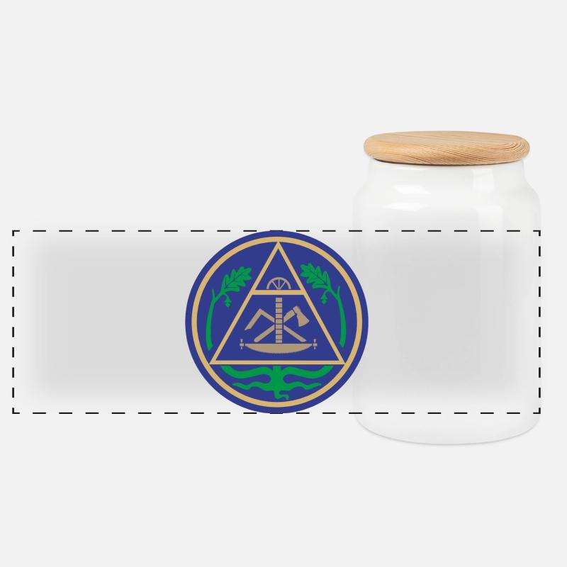 51195_Zimmerer Emblème géométrique du triangle - Boîte à biscuits avec couvercle en bois - blanc