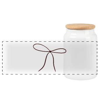Bow Ribbon Minimalist - Panoramic Cookie Jar with Wooden Lid - white - Front