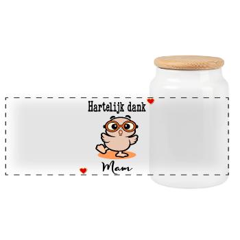 Happy Mother's Day Mama Chick - Panoramic Cookie Jar with Wooden Lid - white - Front