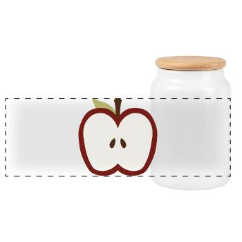 Niedliches Halb-Apfel-Gesichtsemblem - Panorama Keksdose mit Holzdeckel - Weiß - Vorne