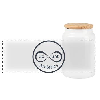 Infinite athleticism logo - Panoramic Cookie Jar with Wooden Lid - white - Front