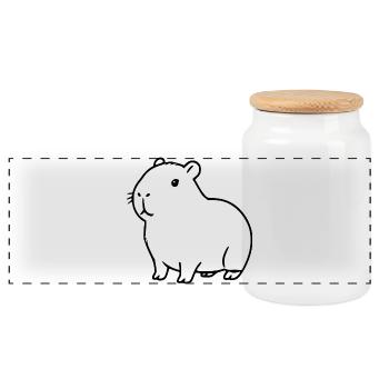 Capybara Wasserschwein schwarz - Panorama Keksdose mit Holzdeckel - Weiß - Vorne