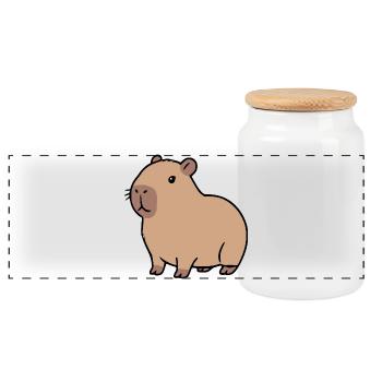 Capybara Wasserschwein  - Panorama Keksdose mit Holzdeckel - Weiß - Vorne