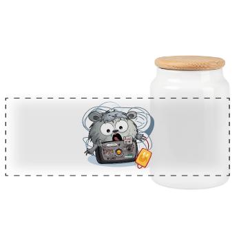 Kamera Panda Chaos - Panorama Keksdose mit Holzdeckel - Weiß - Vorne