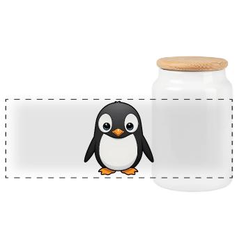 Dessin animé de pingouin câlin mignon - Boîte à biscuits avec couvercle en bois - blanc - Devant