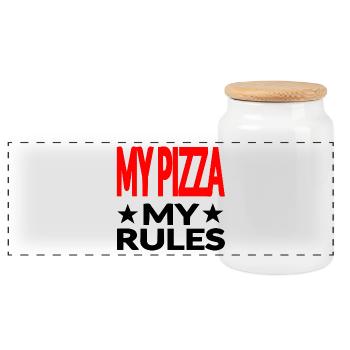 Pizza - Panoramic Cookie Jar with Wooden Lid - white - Front