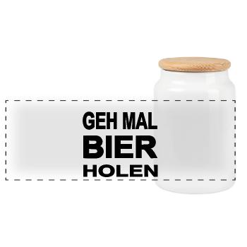Bière - Boîte à biscuits avec couvercle en bois - blanc - Devant