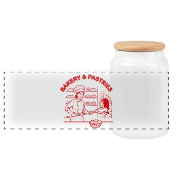 Bakery and Pastries - Panorama Keksdose mit Holzdeckel - Weiß - Vorne
