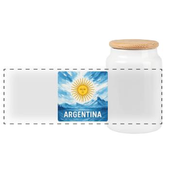 Argentina Travel Design - Panoramic Cookie Jar with Wooden Lid - white - Front