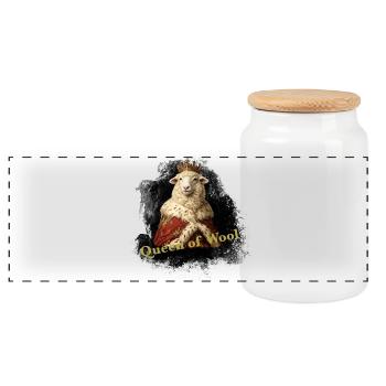 Königliche Wolle - Panorama Keksdose mit Holzdeckel - Weiß - Vorne