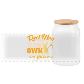 Angler Gift Funny Fishing Fisherman Fishing - Panoramic Cookie Jar with Wooden Lid - white - Front