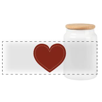 Emblème en cœur marron brodé - Boîte à biscuits avec couvercle en bois - blanc - Devant