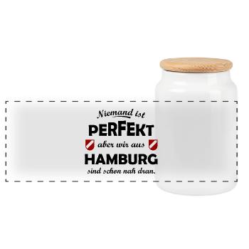 Die Hamburg Fans - Panorama Keksdose mit Holzdeckel - Weiß - Vorne