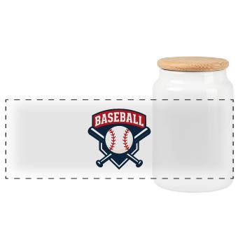 Baseball Emblem Schild mit Ball - Panorama Keksdose mit Holzdeckel - Weiß - Vorne