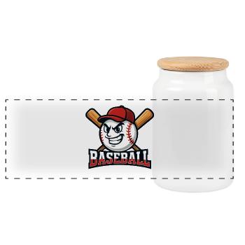 Baseball-Maskottchen - Panorama Keksdose mit Holzdeckel - Weiß - Vorne