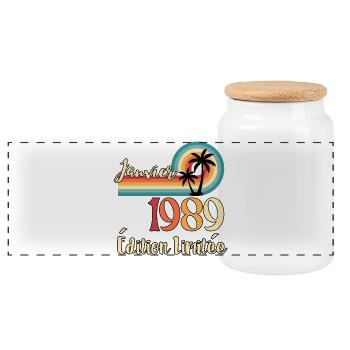 Janvier 1989 – Édition limitée rétro - Boîte à biscuits avec couvercle en bois - blanc - Devant
