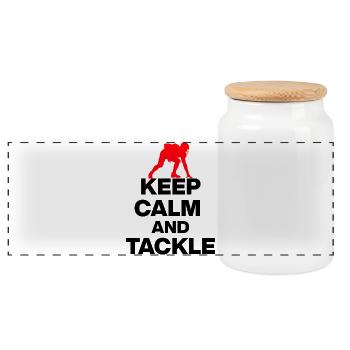 RESTEZ CALMES ET ATTAQUEZ ! FOOTBALL FAN GIFT USA sr - Boîte à biscuits avec couvercle en bois - blanc - Devant