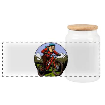 Murmeltiere Bike - Panorama Keksdose mit Holzdeckel - Weiß - Vorne