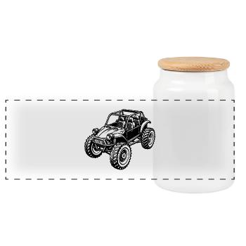 Buggy tout-terrain - Boîte à biscuits avec couvercle en bois - blanc - Devant