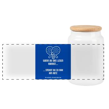 Course au padel : trop près du filet - Boîte à biscuits avec couvercle en bois - blanc - Devant