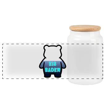 Eisbaden Bär - Panoramic Cookie Jar with Wooden Lid - white - Front