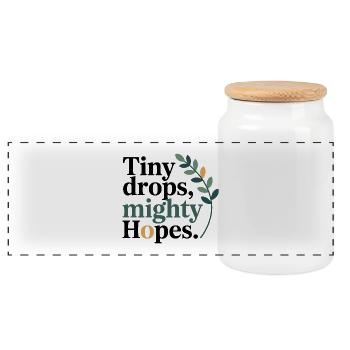 Homöopathie Tiny Drops Mighty Hopes Profi - Panorama Keksdose mit Holzdeckel - Weiß - Vorne