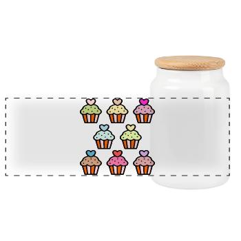 Birthday Cake Muffins - Panoramic Cookie Jar with Wooden Lid - white - Front