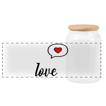 Cœur d’amour de la Saint-Valentin - Boîte à biscuits avec couvercle en bois - blanc - Devant
