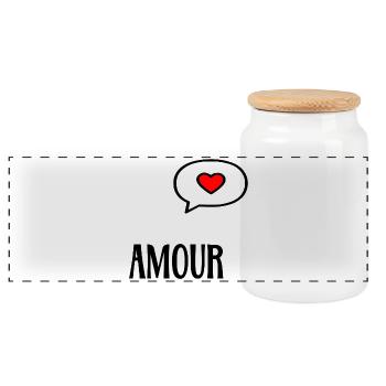 Love Heart - Panoramic Cookie Jar with Wooden Lid - white - Front