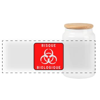 Panneau danger biologique, risque infectieux, mati - Boîte à biscuits avec couvercle en bois - blanc - Devant