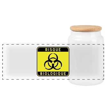 Biologisches Gefahrzeichen, Infektionsrisiko, Material - Panorama Keksdose mit Holzdeckel - Weiß - Vorne