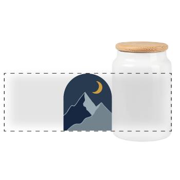 Midnight Mountain Serenity - Panoramic Cookie Jar with Wooden Lid - white - Front