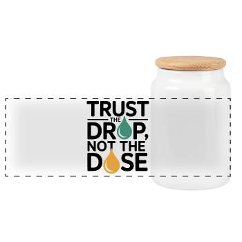 Homöopathie: Vertrauen: Der Drop-Nicht-Dosis-Profi - Panorama Keksdose mit Holzdeckel - Weiß - Vorne