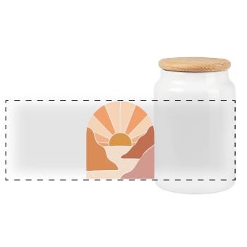Sunlit Canyon Path - Panoramic Cookie Jar with Wooden Lid - white - Front