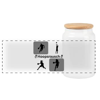 Basketball Silhouettes Dynamics - Panoramic Cookie Jar with Wooden Lid - white - Front