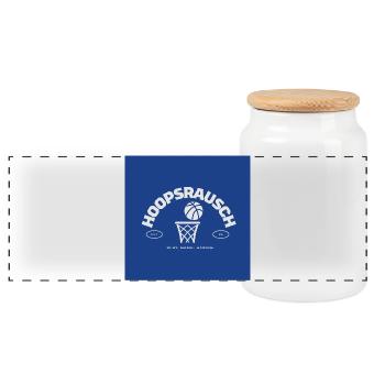 Hoopsrausch Basketball Emblem - Panoramic Cookie Jar with Wooden Lid - white - Front