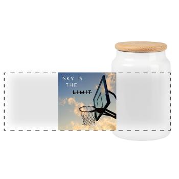 Sky Is The Limit Hoops - Panoramic Cookie Jar with Wooden Lid - white - Front