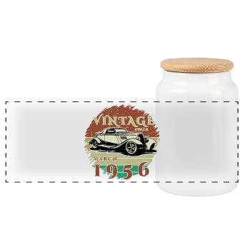 70e anniversaire - Classic - Millésime depuis 03/1956 - Boîte à biscuits avec couvercle en bois - blanc - Devant