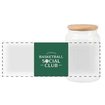 Basketball Social Club Logo - Panoramic Cookie Jar with Wooden Lid - white - Front